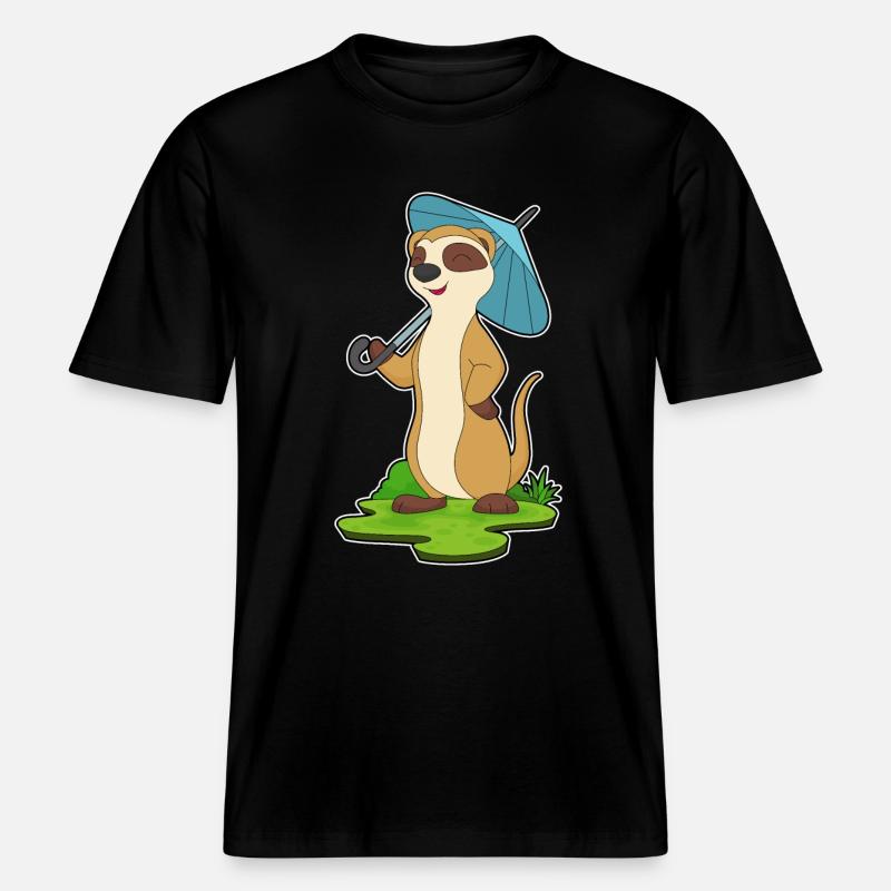 Erdmännchen Regenschirm -  RELAXED FIT Unisex Organic T-Shirt - Schwarz