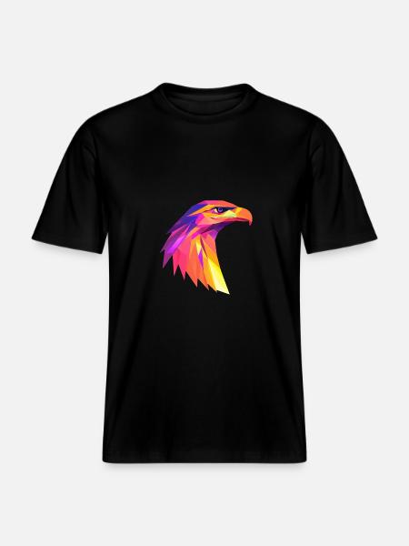 AdlerKopf Low Poly Logo Design - RELAXED FIT Unisex Organic T-Shirt - Schwarz