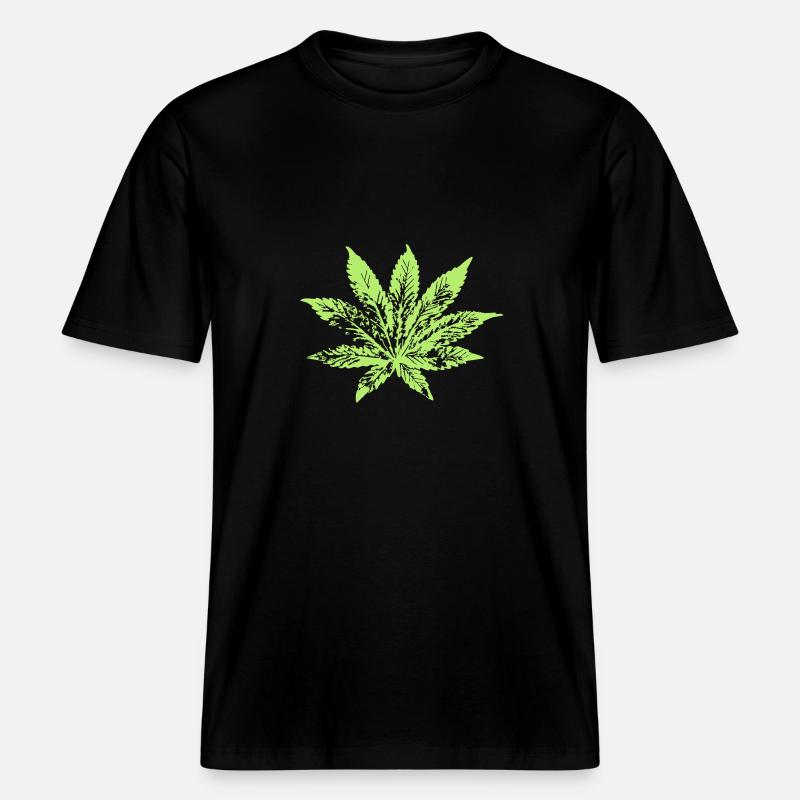 feuille de cannabis 078 -  T-shirt unisexe RELAXED FIT en coton bio - noir
