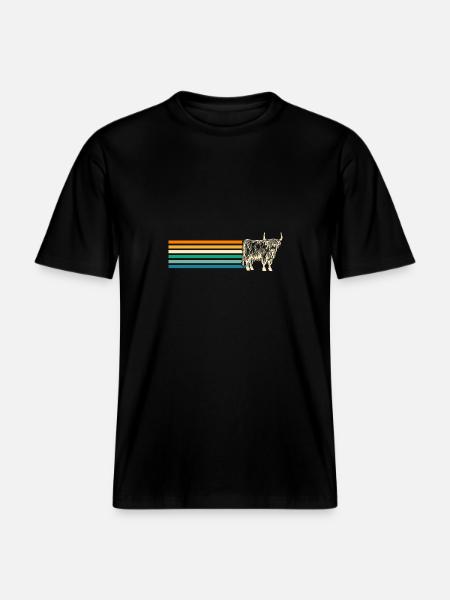 Cow Cattle Highland Cattle -  RELAXED FIT Unisex Organic T-Shirt - black