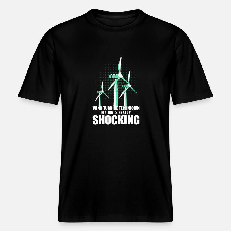 Éolienne, énergie éolienne, énergie éolienne -  T-shirt unisexe RELAXED FIT en coton bio - noir