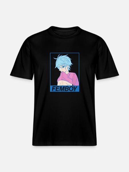 Anime Gay Boy Yaoi Design til en Femboy -  Økologisk unisex T-shirt RELAXED FIT - sort