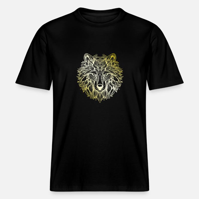 Wolf Mandala or - T-shirt unisexe RELAXED FIT en coton bio - noir