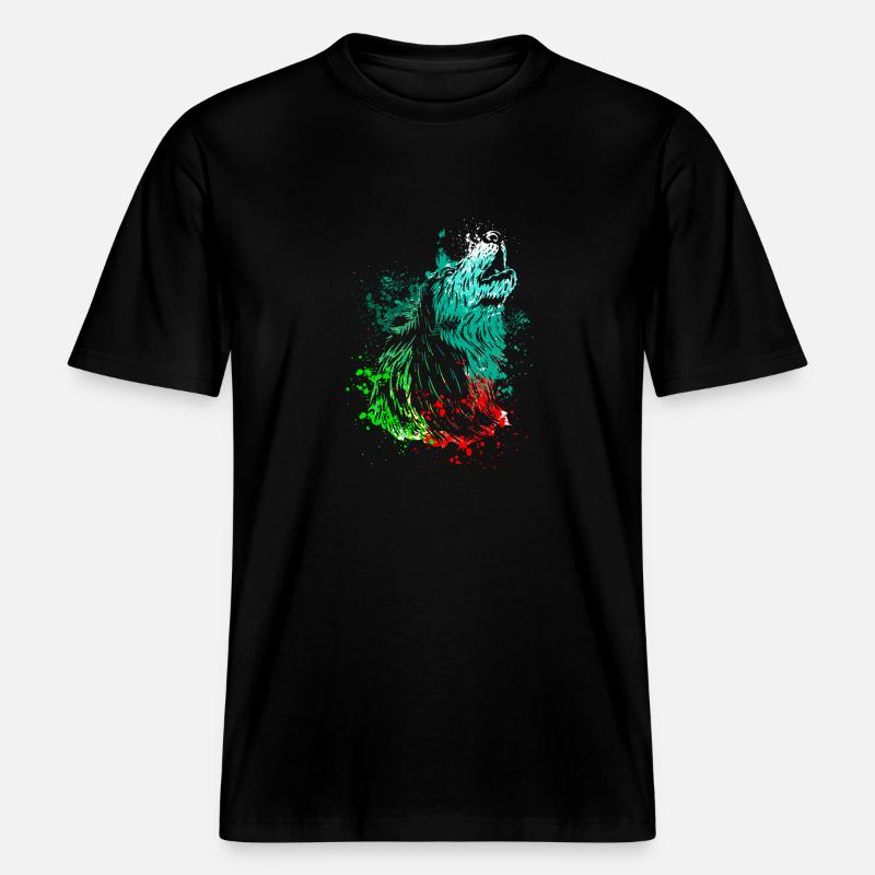 Splash Art Heulender Wolf -  RELAXED FIT Unisex Organic T-Shirt - Schwarz