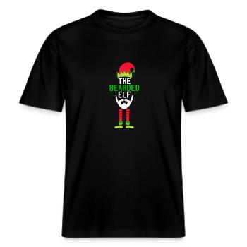 Der bärtige Elf Passende Familiengruppe Weihnacht -  RELAXED FIT Unisex Organic T-Shirt - Schwarz - Vorne - Alina (178cm) & Michal (187cm)