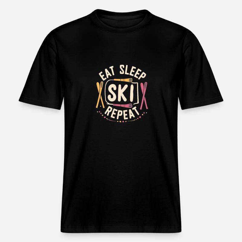 Manger dormir Ski Répéter -  T-shirt unisexe RELAXED FIT en coton bio - noir