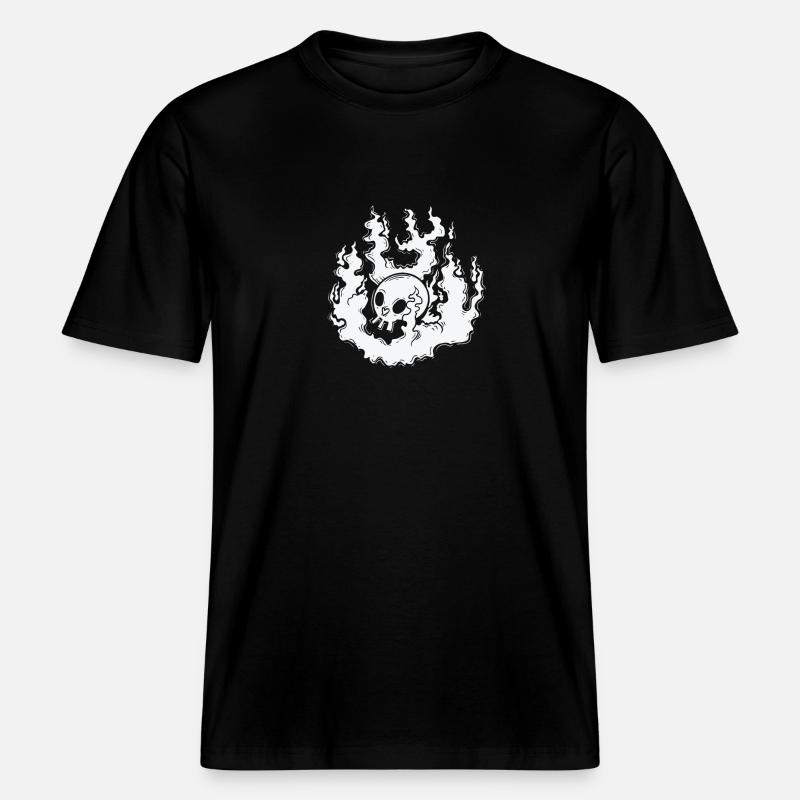Burning Bone Skull Gothic Styl - T-shirt unisexe RELAXED FIT en coton bio - noir