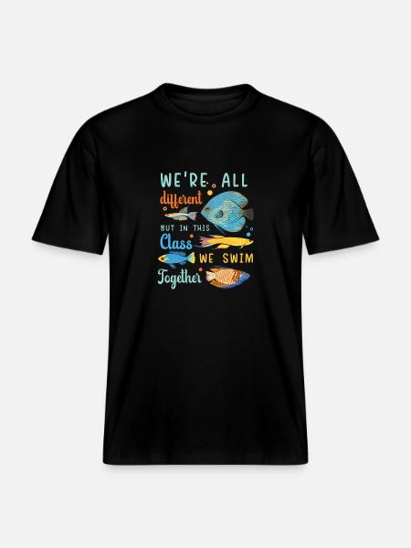 På denne hold svømmer vi sammen autisme autistisk -  Økologisk unisex T-shirt RELAXED FIT - sort