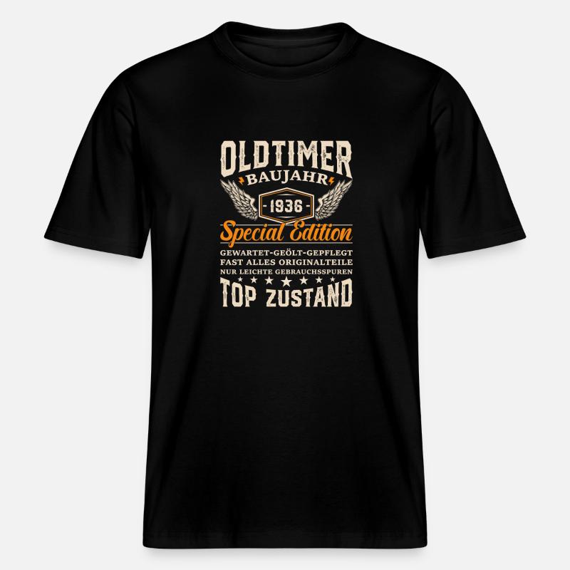 1936 Oldtimer Geschenk -  RELAXED FIT Unisex Organic T-Shirt - Schwarz