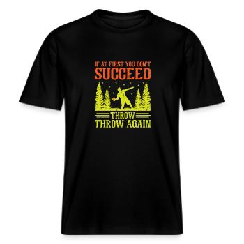 Disc Golf Player Disc Golfer Frisbee Player Par Pu -  T-shirt unisexe RELAXED FIT en coton bio - noir - Devant - Alina (178cm) & Michal (187cm)
