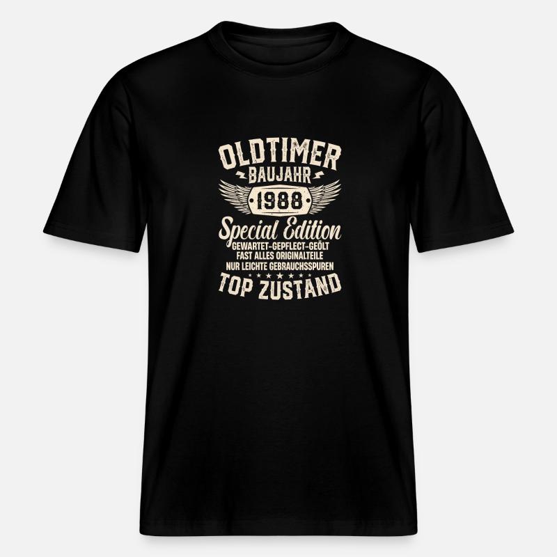 1988 Oldtimer Geschenk -  RELAXED FIT Unisex Organic T-Shirt - Schwarz