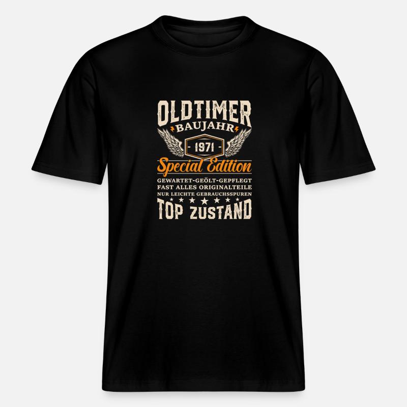 1971 Oldtimer Geschenk -  RELAXED FIT Unisex Organic T-Shirt - Schwarz