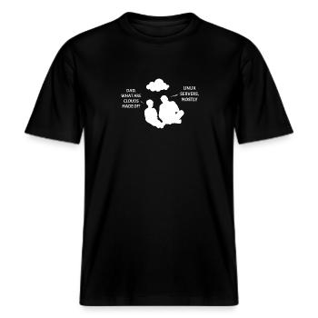 Linux Server Cloudscape -  RELAXED FIT Unisex Organic T-Shirt - Schwarz - Vorne - Alina (178cm) & Michal (187cm)