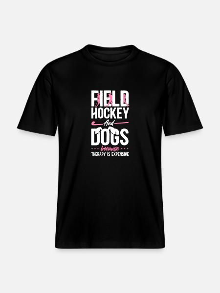Field Hockey Dog Field Hockey And -  RELAXED FIT Unisex Organic T-Shirt - black