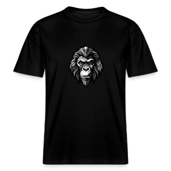 Tête De Gorille Portrait Animal -  T-shirt unisexe RELAXED FIT en coton bio - noir - Devant - Alina (178cm) & Michal (187cm)