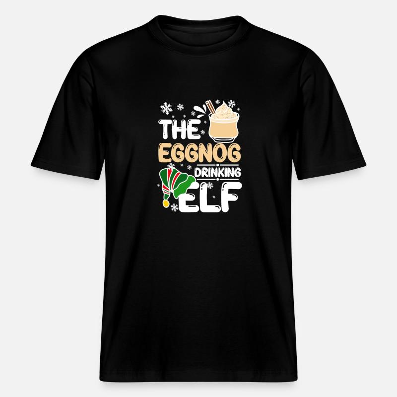 The eggnog drinking elf - RELAXED FIT Unisex Organic T-Shirt - Schwarz