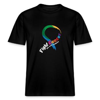 Cancer Survivor Support Fight Cancer In All Colors -  RELAXED FIT Unisex Organic T-Shirt - black - Front - Alina (178cm) & Michal (187cm)