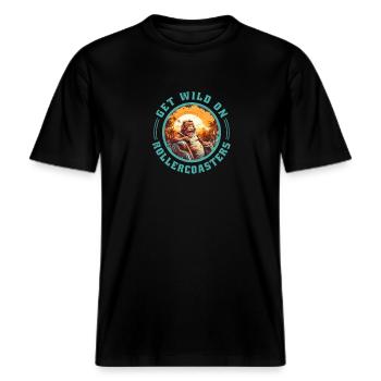 Amusement parks, fairground, funfair -  RELAXED FIT Unisex Organic T-Shirt - black - Front - Alina (178cm) & Michal (187cm)