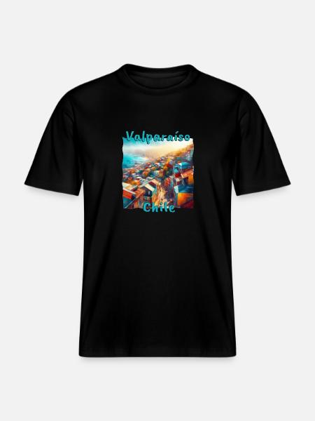 Valparaiso, Chile - Grunge City on the Pacific Ocean -  RELAXED FIT Unisex Organic T-Shirt - black