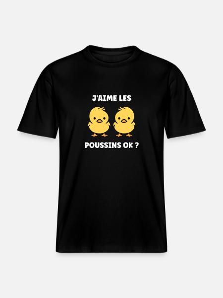 J'aime les poussins -  T-shirt unisexe RELAXED FIT en coton bio - noir