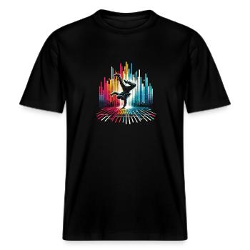 Breakdance Breakdancer Breakdance Kinder -  RELAXED FIT Unisex Organic T-Shirt - Schwarz - Vorne - Alina (178cm) & Michal (187cm)