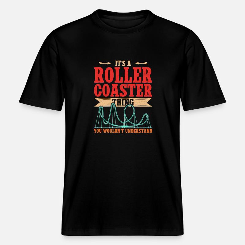 Achterbahn Rollercoaster Roller Coaster Geschenk -  RELAXED FIT Unisex Organic T-Shirt - Schwarz