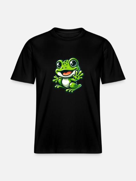 Frog Comic Cute Frog -  RELAXED FIT Unisex Organic T-Shirt - black