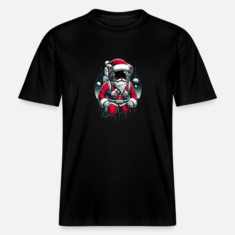 Père Noël dans l’espace -  T-shirt unisexe RELAXED FIT en coton bio - noir