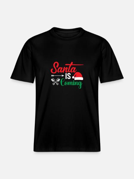 Le Père Noël arrive -  T-shirt unisexe RELAXED FIT en coton bio - noir