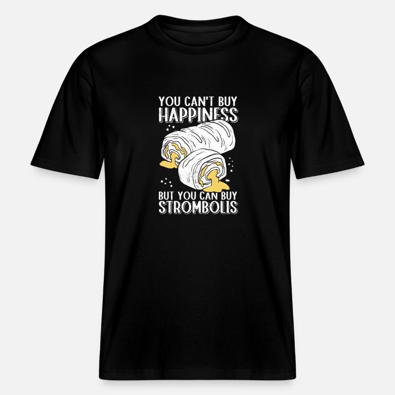 Stromboli Strombolis Pizza Calzone Gift -  RELAXED FIT Unisex Organic T-Shirt - black