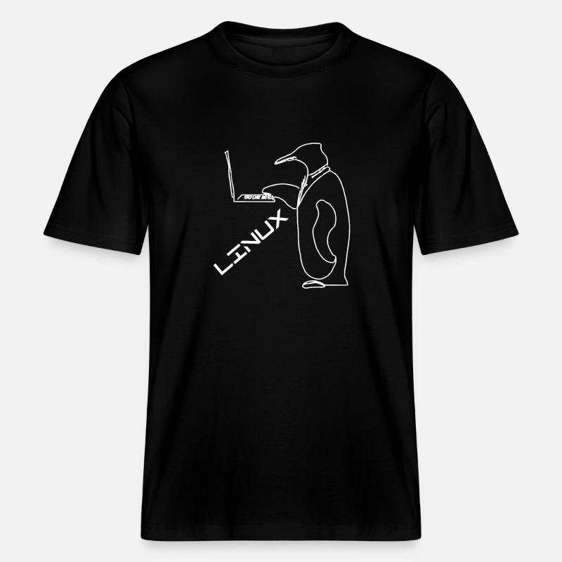 Tux Linux Pinguin -  RELAXED FIT Unisex Organic T-Shirt - Schwarz