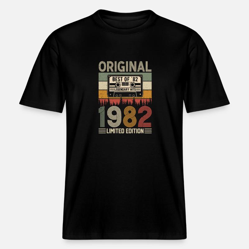 1982 42 ans de légende - T-shirt unisexe RELAXED FIT en coton bio - noir