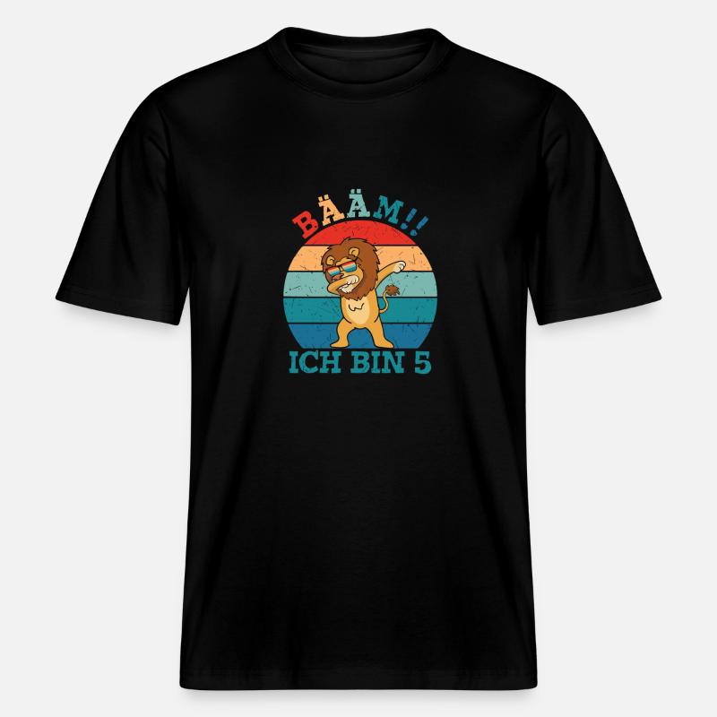 Bääm Ich bin 5 Löwe -  RELAXED FIT Unisex Organic T-Shirt - Schwarz