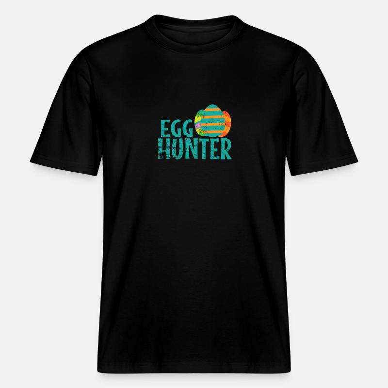 Egg Hunter Ostern bunte Ostereier -  RELAXED FIT Unisex Organic T-Shirt - Schwarz