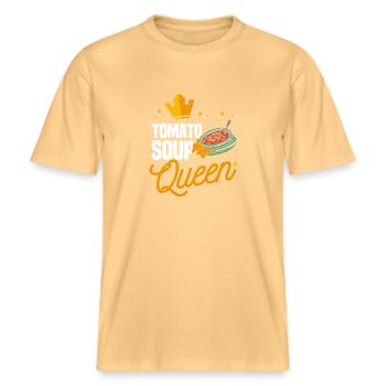 Tomatensuppe Königin -  RELAXED FIT Unisex Organic T-Shirt - Hellgelb - Vorne - Alina (178cm) & Michal (187cm)