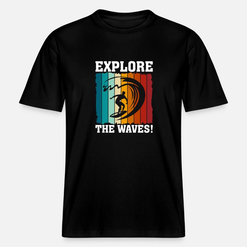 Explorez les vagues ! -  T-shirt unisexe RELAXED FIT en coton bio - noir