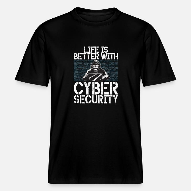 Cyber security hacker hacking -  RELAXED FIT Unisex Organic T-Shirt - black