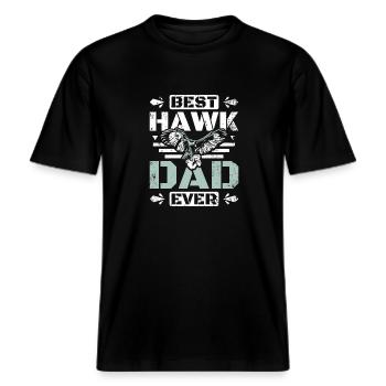 Fathers day Falconer best hawk dad ever -  RELAXED FIT Unisex Organic T-Shirt - Schwarz - Vorne - Alina (178cm) & Michal (187cm)