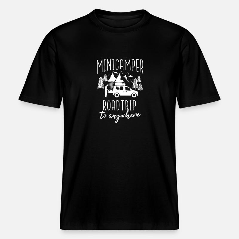 Minicamper Dictons Camping-Camper Microcamper - T-shirt unisexe RELAXED FIT en coton bio - noir