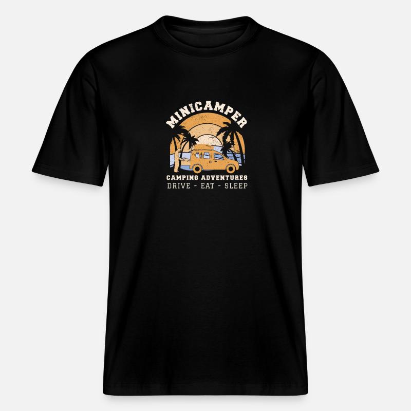 Minicamper ADVENTURES Camping-Camper Microcamper -  T-shirt unisexe RELAXED FIT en coton bio - noir