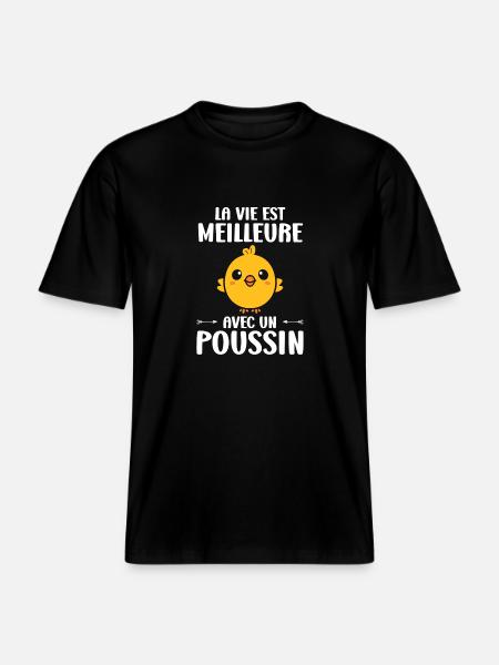 Humour bébé poussin - T-shirt unisexe RELAXED FIT en coton bio - noir