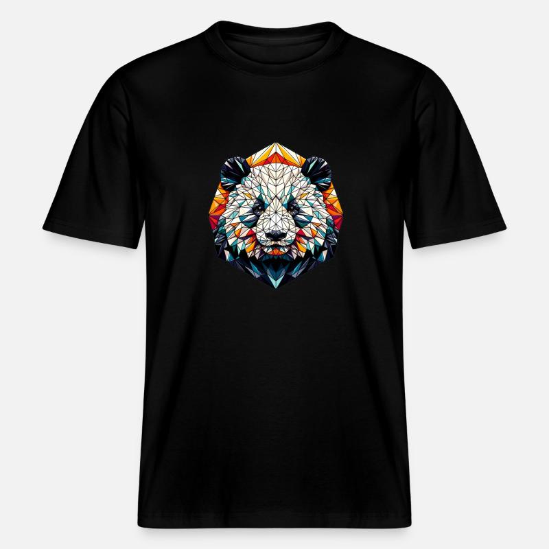 Panda dans la représentation polygonale -  T-shirt unisexe RELAXED FIT en coton bio - noir