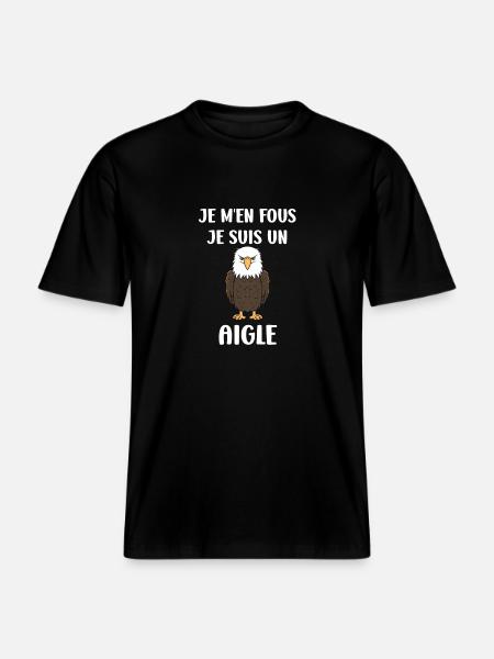 Citation humour Oiseau aigle -  T-shirt unisexe RELAXED FIT en coton bio - noir