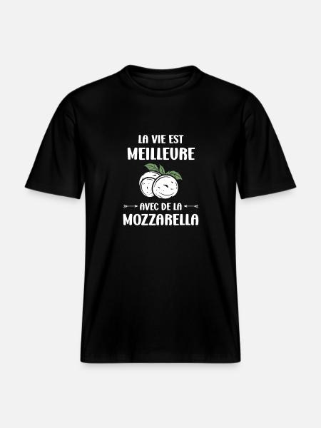 Humour mozzarella - T-shirt unisexe RELAXED FIT en coton bio - noir