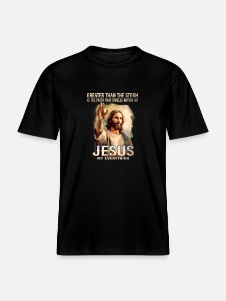 Han är uppstånden Rizzin Påsk - Jesus är min -  Unisex ekologisk T-shirt med avslappnad passform - svart