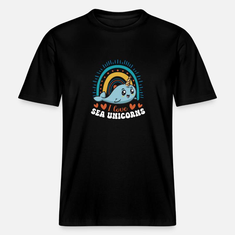 Narwal Einhornwal -  RELAXED FIT Unisex Organic T-Shirt - Schwarz
