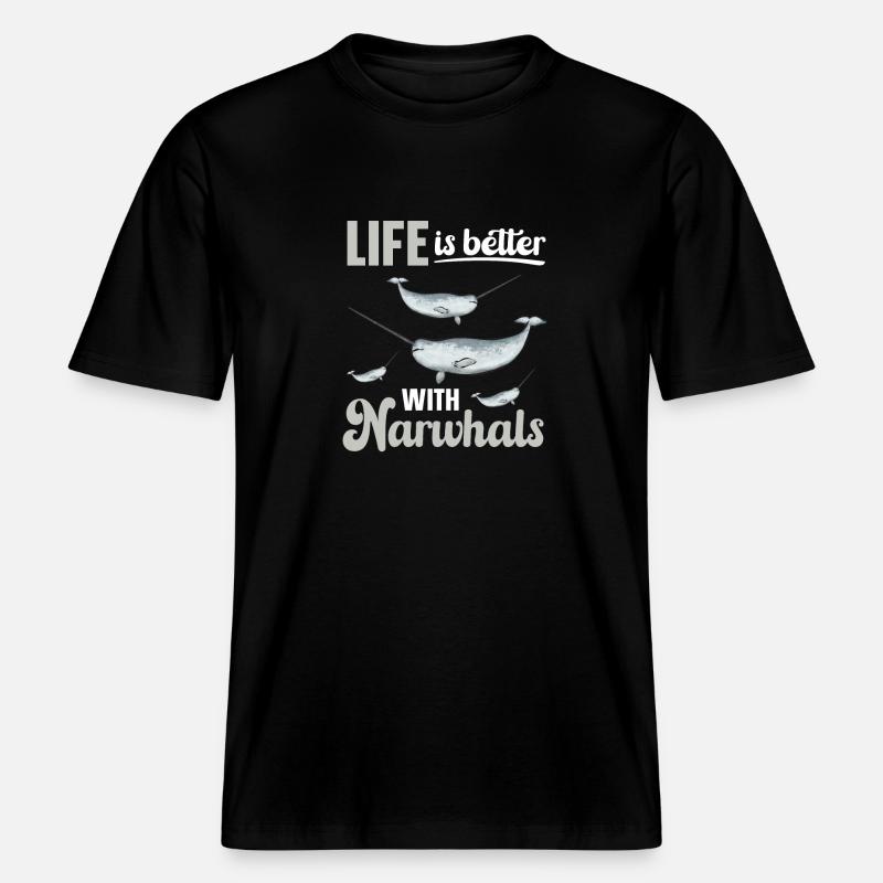 Narwal Einhornwal - RELAXED FIT Unisex Organic T-Shirt - Schwarz