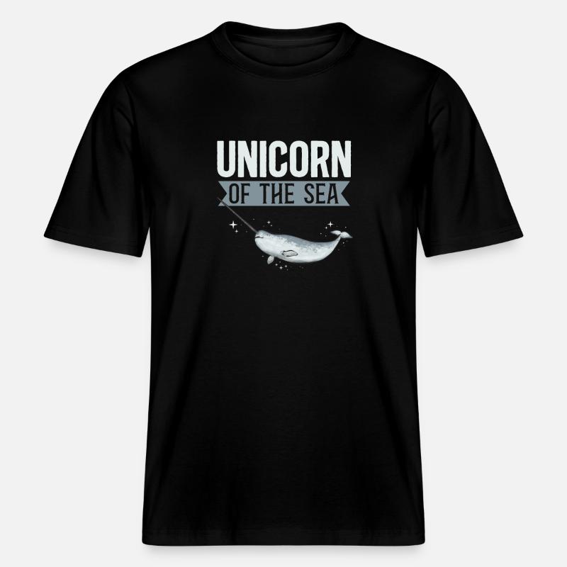 Narwal Einhornwal -  RELAXED FIT Unisex Organic T-Shirt - Schwarz