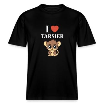 Humour tarsier -  T-shirt unisexe RELAXED FIT en coton bio - noir - Devant - Alina (178cm) & Michal (187cm)