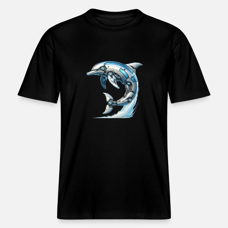 Robot Dauphin, Robot Dauphin - T-shirt unisexe RELAXED FIT en coton bio - noir